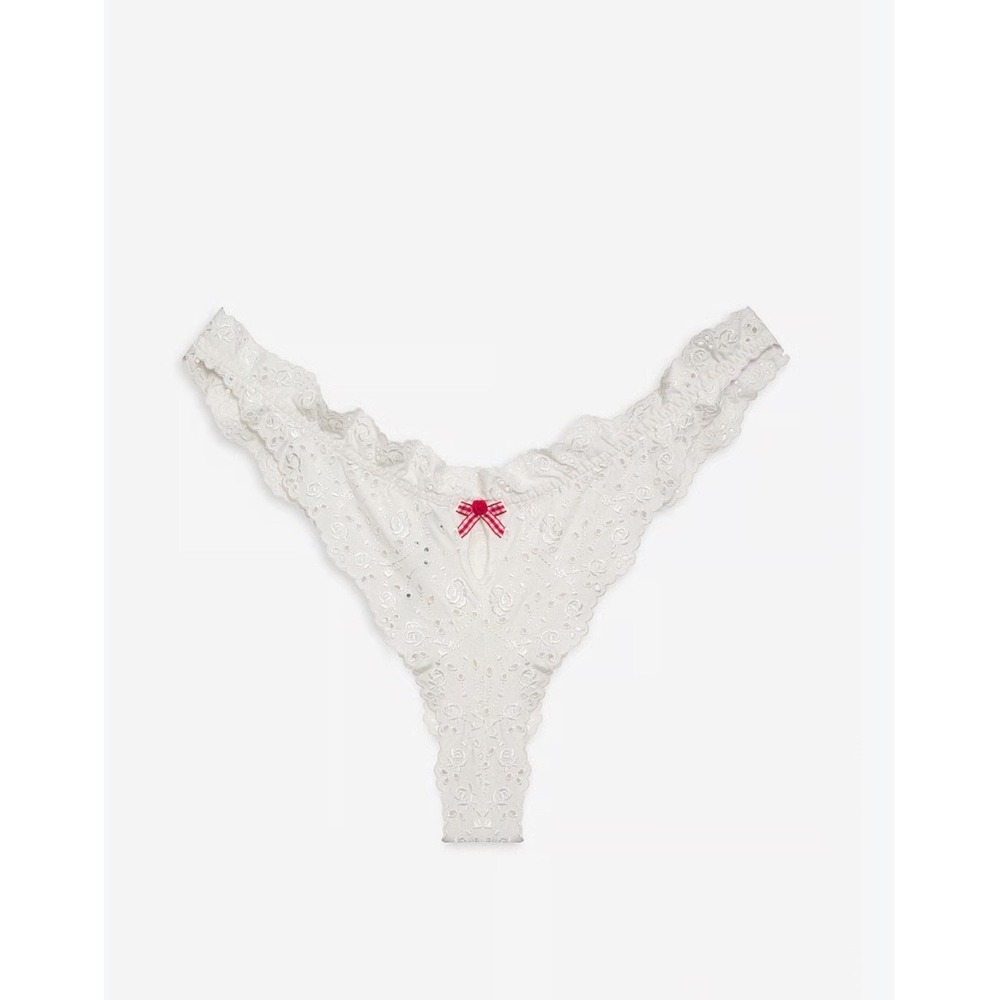 NEW! For Love & Lemons Victoria's Secret Martha Cheeky Panty White Rose Eyelet M